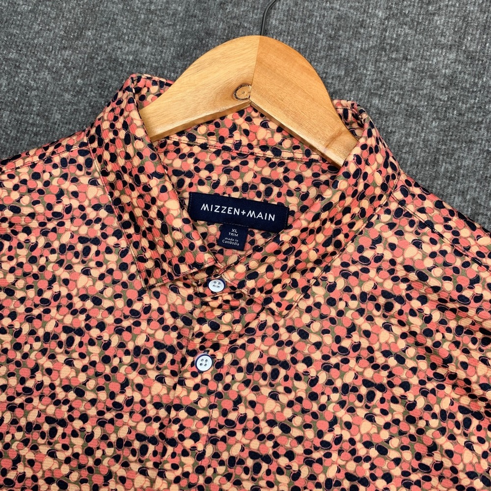 Mizzen Main Performance Shirt Men Extra Large Trim Floral Abstract Stretch